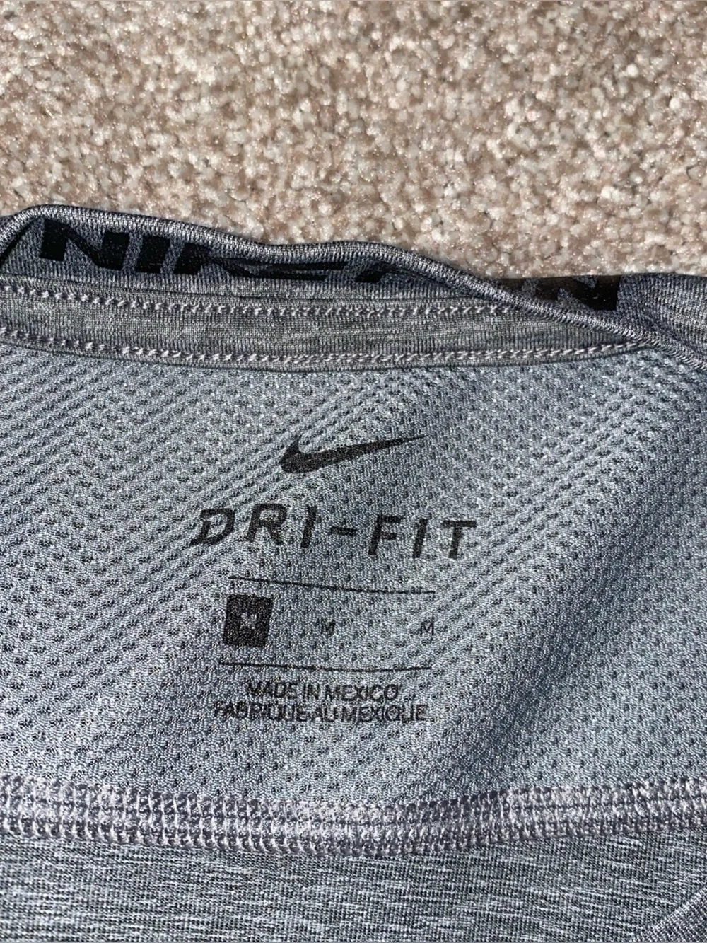 Nike Pro Dri-FIT Slim Long Sleeve Fitness Top Men’s M Gray Stretchy Gym Work Out